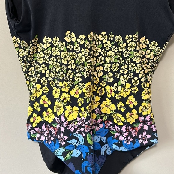 Onia Womens Rachel Classic High Leg Open Black One Piece Swimsuit Floral Sz S - Picture 5 of 13